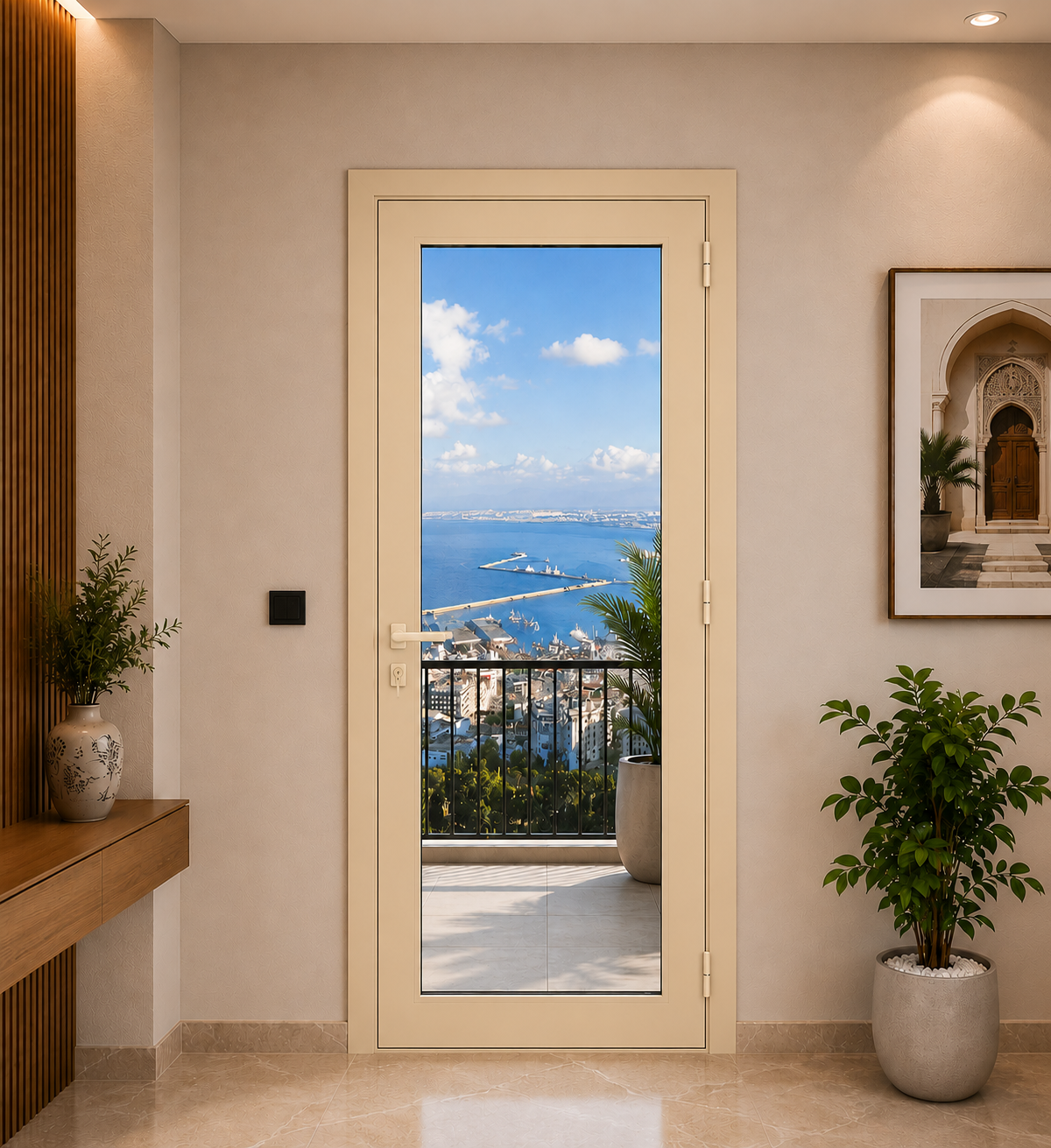 Porte-fenêtre SB40 oscillo-battante finition Beige RAL 1015